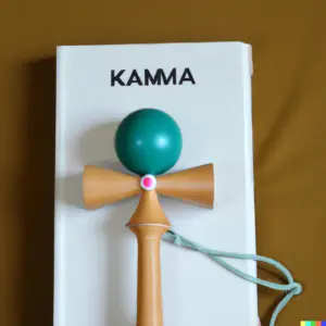 a book with a kendama on top of it